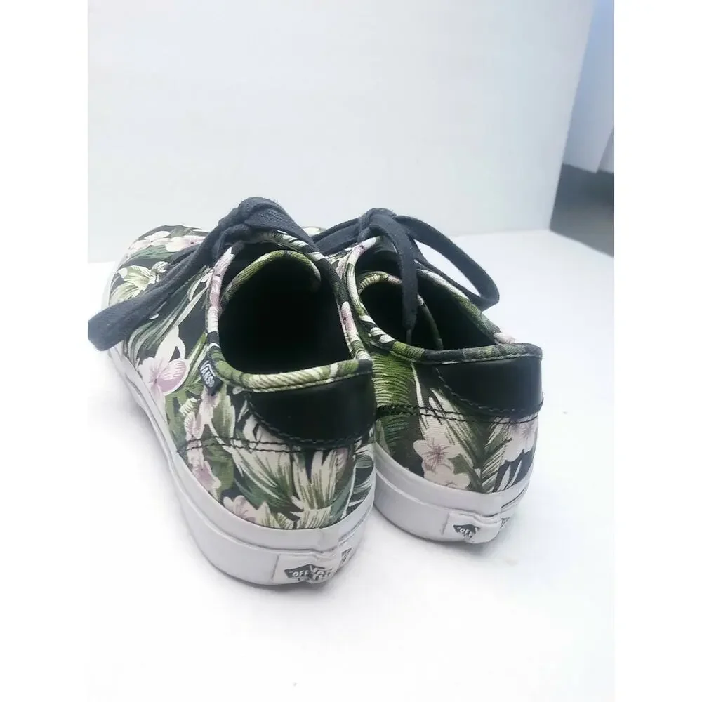 Vans Atwood Skate Shoes Floral Flowers Womens Sz 8.5 Green Black Lavender